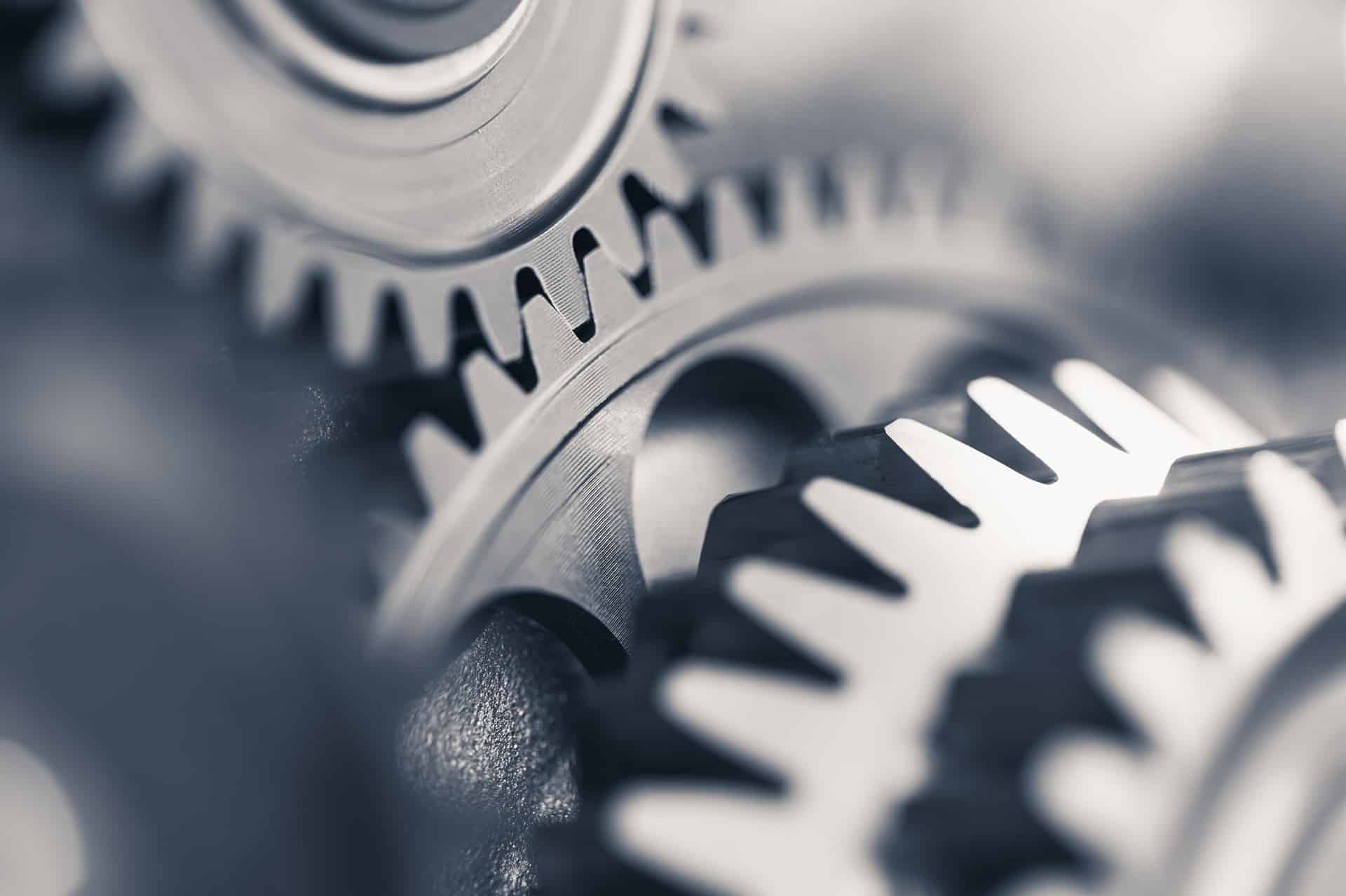 Detailaufnahme technischer Zahnräder | Dichtigkeitspruefgeraet